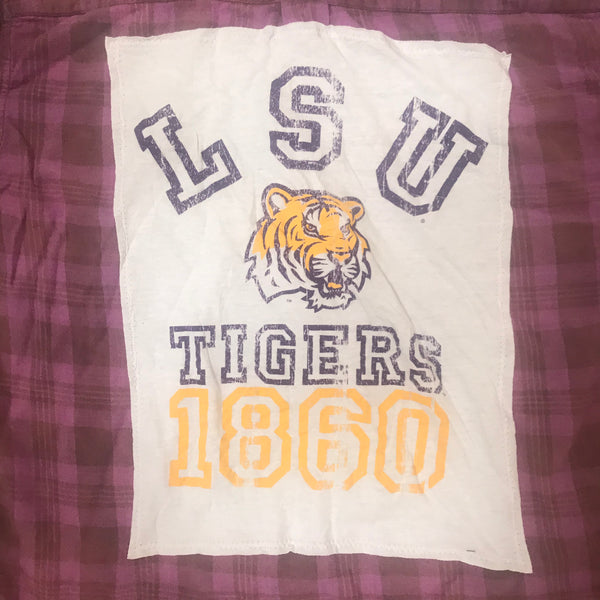 LSU LARGE Louisiana State University T-shirt backed flannel