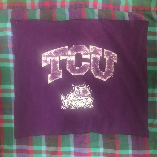TCU LARGE Texas Christian University T-shirt backed flannel