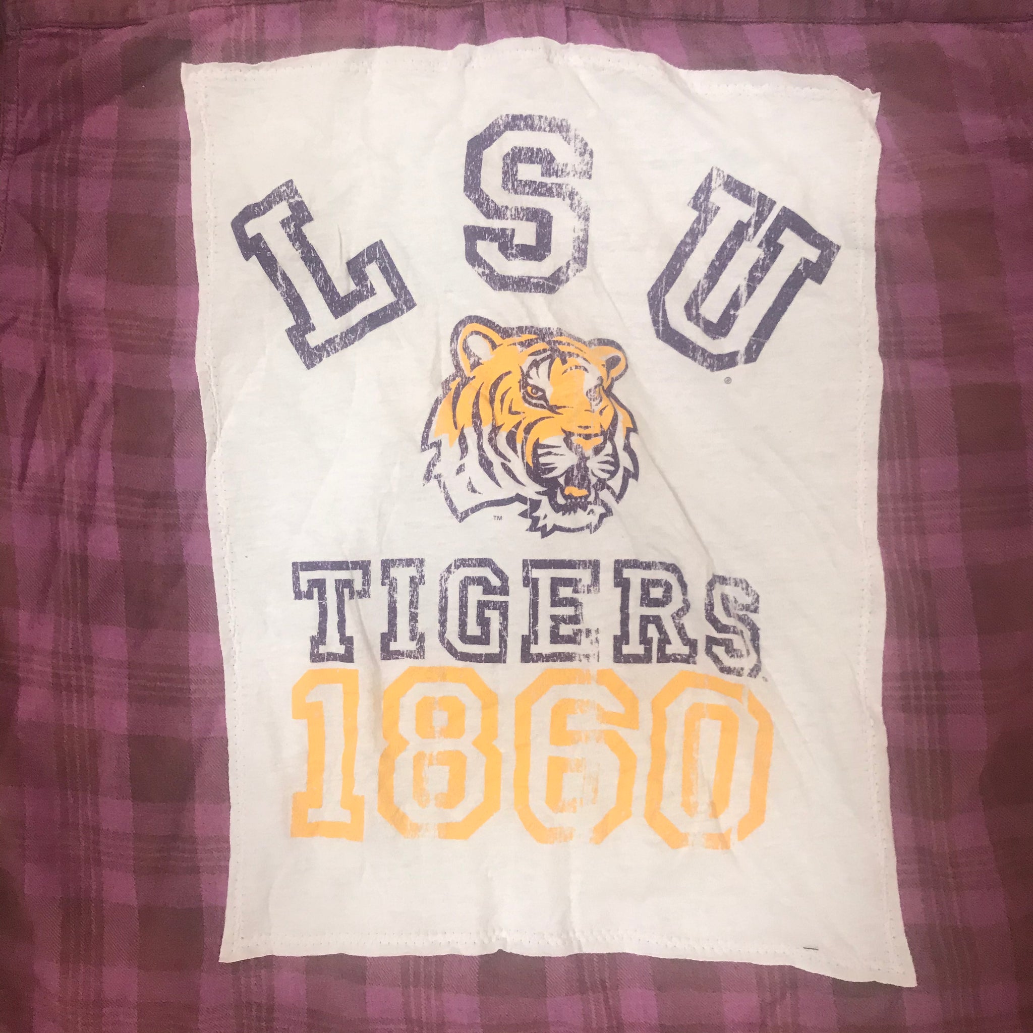 LSU LARGE Louisiana State University T-shirt backed flannel