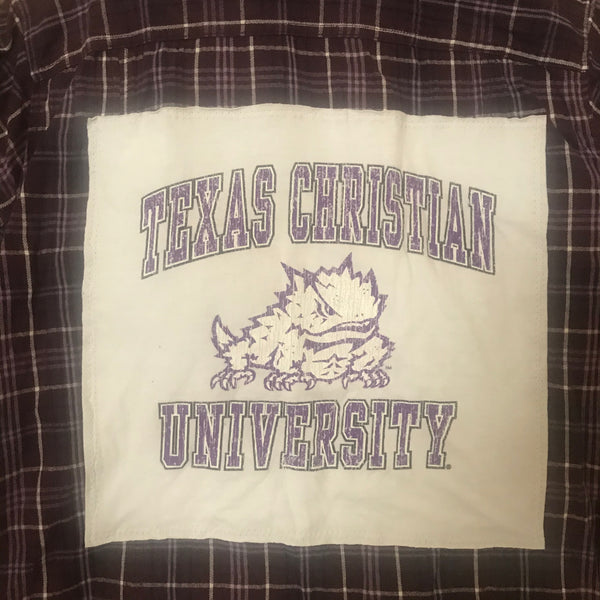 TCU XL Texas Christian University T-shirt backed flannel