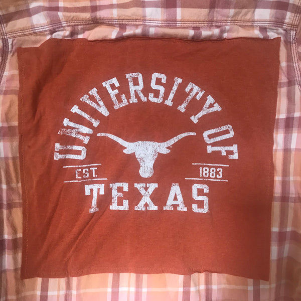 UT Texas LARGE University of Texas T-shirt back on sun-faded flannel