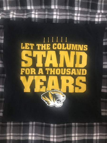 Missouri LARGE Mizzou T-shirt backed flannel