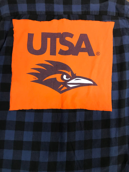 UTSA LARGE University of Texas San Antonio T-Shirt Backed Flannel