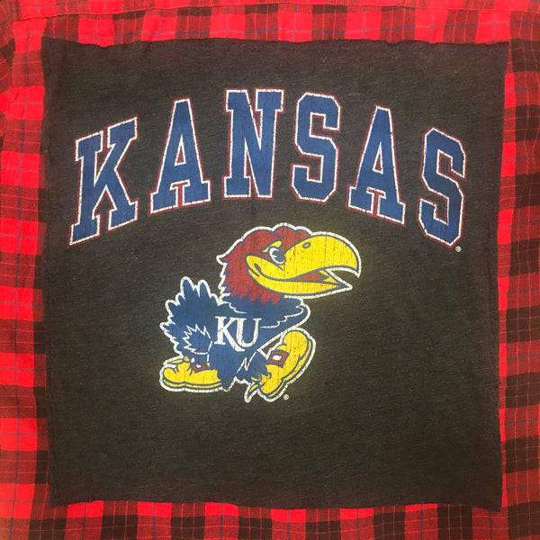 Kansas Jayhawks SMALL T-shirt backed flannel