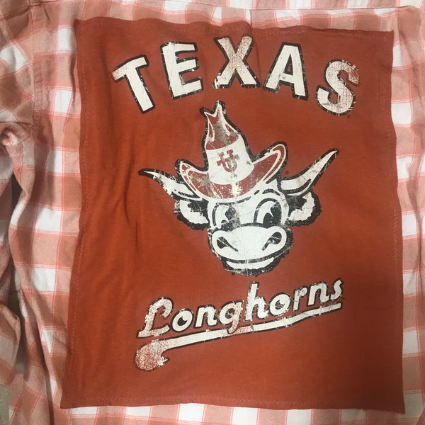 UT Texas MEDIUM University of Texas T-shirt back on sun-faded flannel