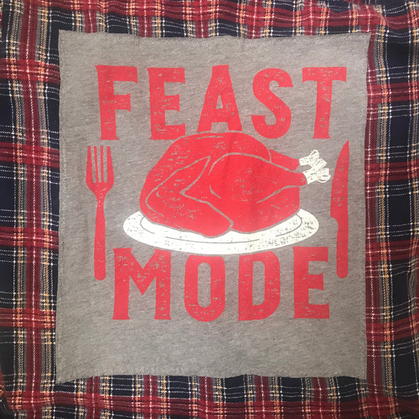 Thanksgiving LARGE Feast Mode Turkey T-shirt backed flannel