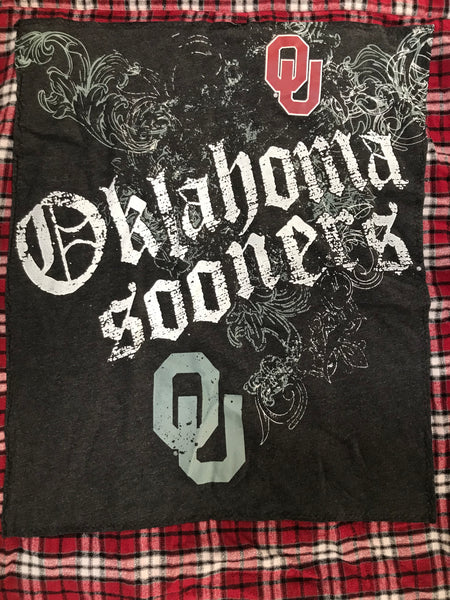 OU XL Oklahoma OU Sooners T-Shirt backed flannel