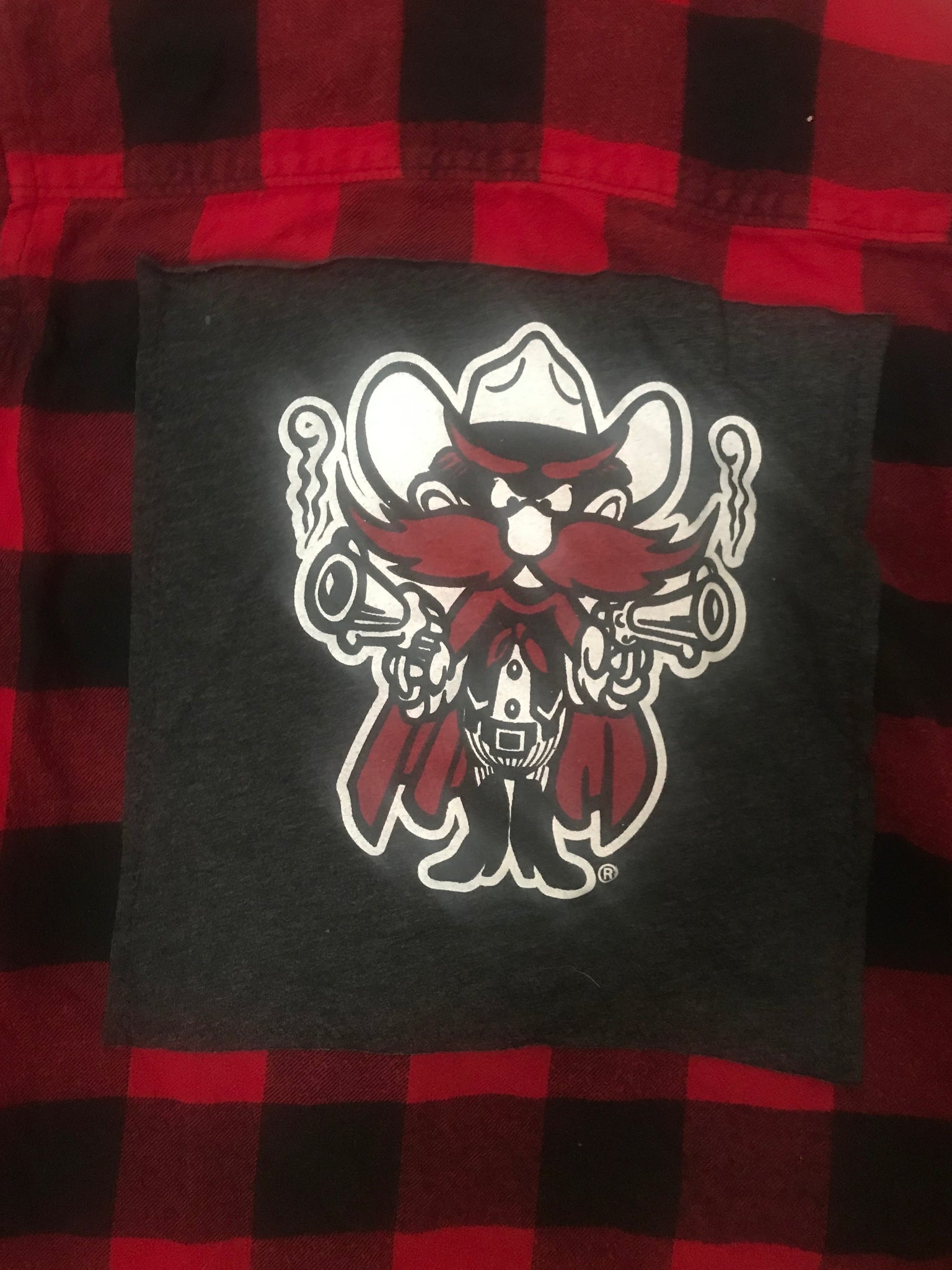 Texas Tech XS EXTRA SMALL T-shirt backed flannel