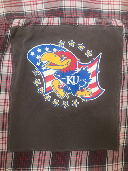 Kansas Jayhawks MEDIUM T-shirt backed flannel