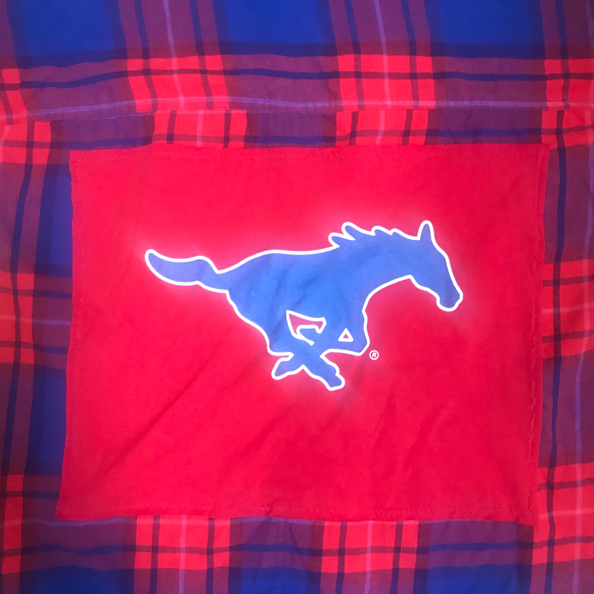 SMU MEDIUM Southern Methodist University T-shirt backed flannel
