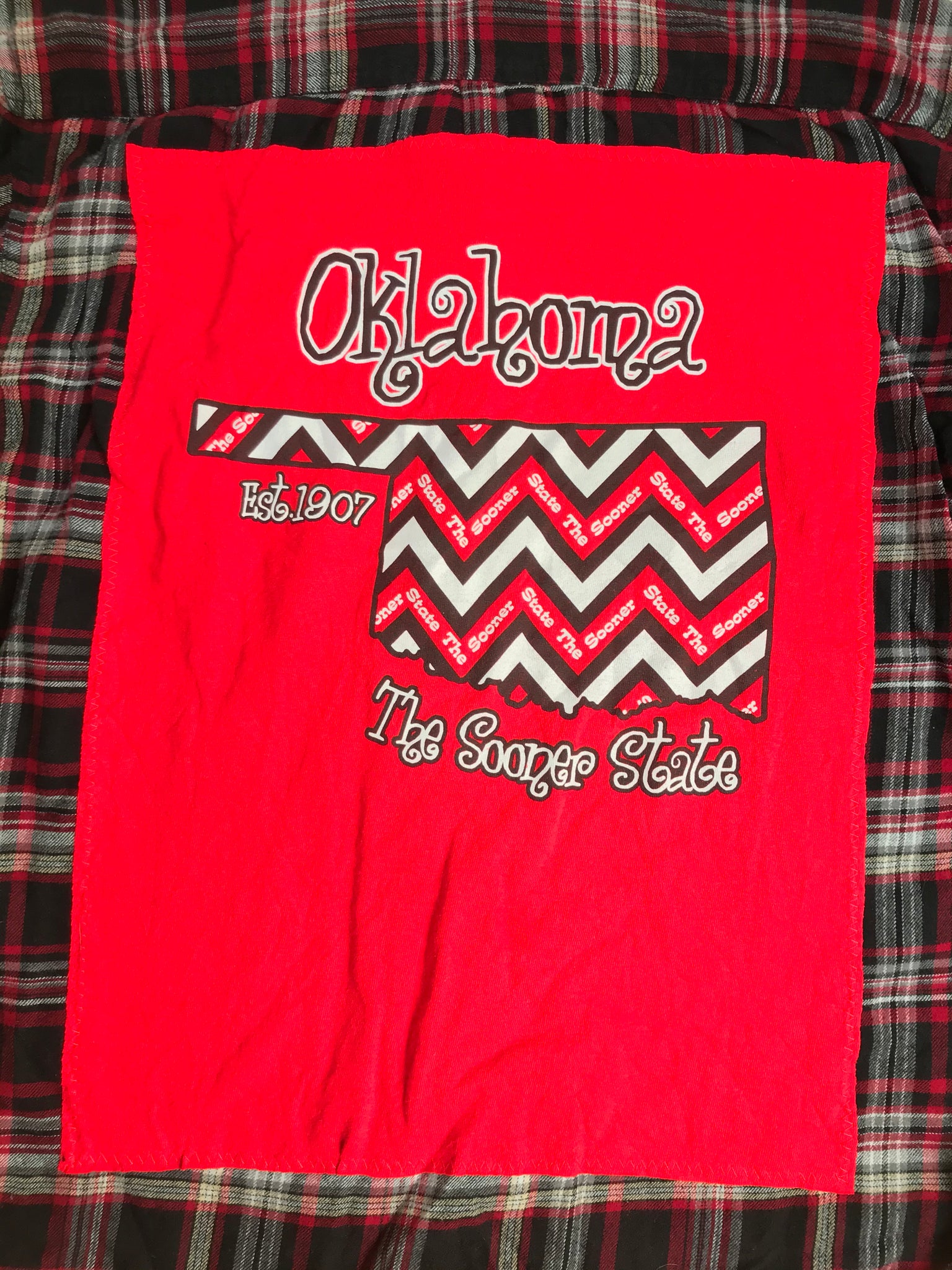 OU LARGE Oklahoma Sooners T-shirt backed flannel